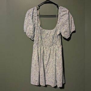 Elodie Cream Dress with Lavender and Blue Floral Print